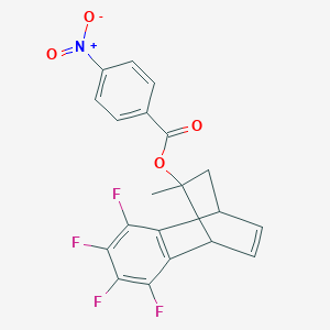 molecular formula C20H13F4NO4 B420747 3,4,5,6-Tetrafluoro-9-methyltricyclo[6.2.2.0~2,7~]dodeca-2,4,6,11-tetraen-9-yl 4-nitrobenzoate 