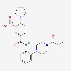 molecular formula C25H31N5O4 B4207556 N-[2-(4-isobutyryl-1-piperazinyl)phenyl]-3-nitro-4-(1-pyrrolidinyl)benzamide 