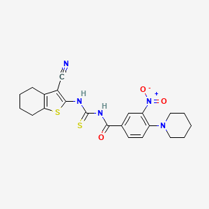 N-{[(3-cyano-4,5,6,7-tetrahydro-1-benzothien-2-yl)amino]carbonothioyl}-3-nitro-4-(1-piperidinyl)benzamide