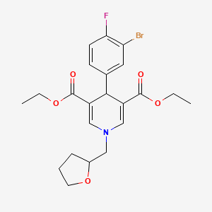 molecular formula C22H25BrFNO5 B4207629 Diethyl 4-(3-bromo-4-fluorophenyl)-1-(tetrahydrofuran-2-ylmethyl)-1,4-dihydropyridine-3,5-dicarboxylate 