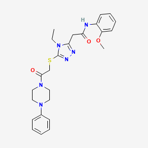 2-(4-ethyl-5-{[2-oxo-2-(4-phenylpiperazin-1-yl)ethyl]sulfanyl}-4H-1,2,4-triazol-3-yl)-N-(2-methoxyphenyl)acetamide