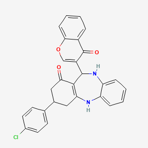 3-(4-chlorophenyl)-11-(4-oxo-4H-chromen-3-yl)-2,3,4,5,10,11-hexahydro-1H-dibenzo[b,e][1,4]diazepin-1-one