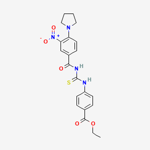 molecular formula C21H22N4O5S B4207802 ethyl 4-[({[3-nitro-4-(1-pyrrolidinyl)benzoyl]amino}carbonothioyl)amino]benzoate 