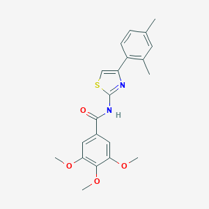 molecular formula C21H22N2O4S B420783 N-[4-(2,4-dimethylphenyl)-1,3-thiazol-2-yl]-3,4,5-trimethoxybenzamide CAS No. 312743-70-7
