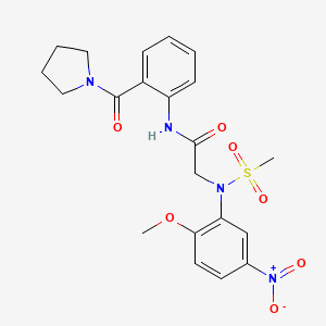 molecular formula C21H24N4O7S B4207850 N~2~-(2-methoxy-5-nitrophenyl)-N~2~-(methylsulfonyl)-N~1~-[2-(1-pyrrolidinylcarbonyl)phenyl]glycinamide 