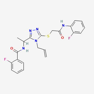 2-fluoro-N-{1-[5-({2-[(2-fluorophenyl)amino]-2-oxoethyl}sulfanyl)-4-(prop-2-en-1-yl)-4H-1,2,4-triazol-3-yl]ethyl}benzamide