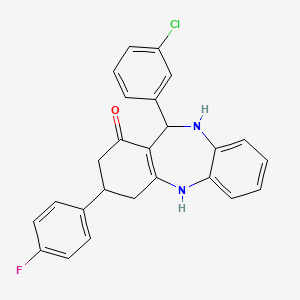 11-(3-chlorophenyl)-3-(4-fluorophenyl)-2,3,4,5,10,11-hexahydro-1H-dibenzo[b,e][1,4]diazepin-1-one