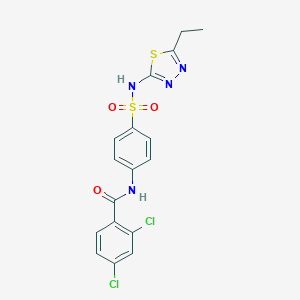 molecular formula C17H14Cl2N4O3S2 B420797 2,4-dichloro-N-(4-{[(5-ethyl-1,3,4-thiadiazol-2-yl)amino]sulfonyl}phenyl)benzamide CAS No. 314284-92-9