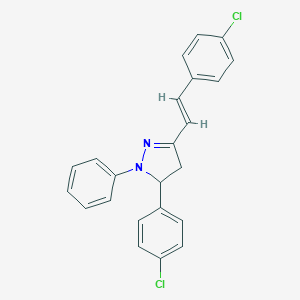 molecular formula C23H18Cl2N2 B420798 5-(4-chlorophenyl)-3-[2-(4-chlorophenyl)vinyl]-1-phenyl-4,5-dihydro-1H-pyrazole 