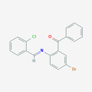 molecular formula C20H13BrClNO B420803 {5-Bromo-2-[(2-chlorobenzylidene)amino]phenyl}(phenyl)methanone 