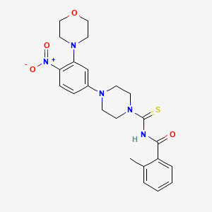 molecular formula C23H27N5O4S B4208187 2-methyl-N-({4-[3-(4-morpholinyl)-4-nitrophenyl]-1-piperazinyl}carbonothioyl)benzamide 