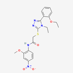 molecular formula C21H23N5O5S B4208191 2-{[5-(2-ethoxyphenyl)-4-ethyl-4H-1,2,4-triazol-3-yl]thio}-N-(2-methoxy-4-nitrophenyl)acetamide 