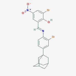 molecular formula C23H22Br2N2O3 B420820 2-({[4-(1-Adamantyl)-2-bromophenyl]imino}methyl)-6-bromo-4-nitrophenol 