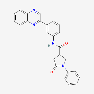 5-Oxo-1-phenyl-N~3~-[3-(2-quinoxalinyl)phenyl]-3-pyrrolidinecarboxamide