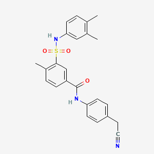 molecular formula C24H23N3O3S B4208298 N-[4-(cyanomethyl)phenyl]-3-{[(3,4-dimethylphenyl)amino]sulfonyl}-4-methylbenzamide 