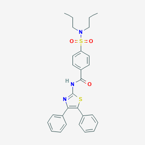 molecular formula C28H29N3O3S2 B420830 N-(4,5-diphenyl-1,3-thiazol-2-yl)-4-[(dipropylamino)sulfonyl]benzamide 