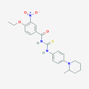 molecular formula C22H26N4O4S B4208356 4-ethoxy-N-({[4-(2-methyl-1-piperidinyl)phenyl]amino}carbonothioyl)-3-nitrobenzamide 