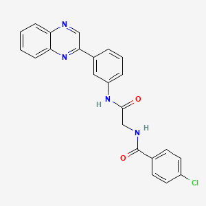 4-Chloro-N~1~-{2-oxo-2-[3-(2-quinoxalinyl)anilino]ethyl}benzamide