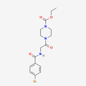 molecular formula C16H20BrN3O4 B4208376 Ethyl 4-{2-[(4-bromobenzoyl)amino]acetyl}tetrahydro-1(2H)-pyrazinecarboxylate 