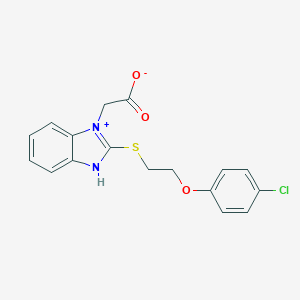 molecular formula C17H15ClN2O3S B420838 2-[2-[2-(4-chlorophenoxy)ethylsulfanyl]-3H-benzimidazol-1-ium-1-yl]acetate 