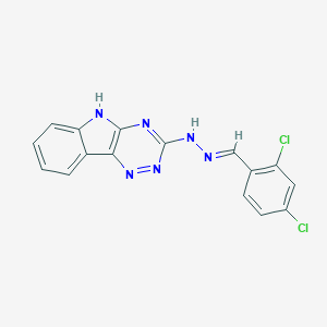 molecular formula C16H10Cl2N6 B420841 (1E)-1-[(2,4-DICHLOROPHENYL)METHYLIDENE]-2-{5H-[1,2,4]TRIAZINO[5,6-B]INDOL-3-YL}HYDRAZINE 