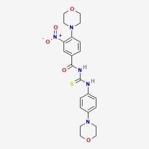 molecular formula C22H25N5O5S B4208432 4-(morpholin-4-yl)-N-{[4-(morpholin-4-yl)phenyl]carbamothioyl}-3-nitrobenzamide 