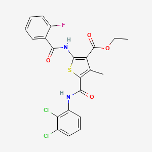 molecular formula C22H17Cl2FN2O4S B4208446 ethyl 5-{[(2,3-dichlorophenyl)amino]carbonyl}-2-[(2-fluorobenzoyl)amino]-4-methyl-3-thiophenecarboxylate 