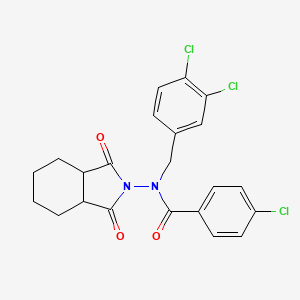 molecular formula C22H19Cl3N2O3 B4208458 4-chloro-N-(3,4-dichlorobenzyl)-N-(1,3-dioxooctahydro-2H-isoindol-2-yl)benzamide 