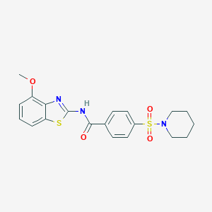molecular formula C20H21N3O4S2 B420846 N-(4-methoxy-1,3-benzothiazol-2-yl)-4-(1-piperidinylsulfonyl)benzamide CAS No. 306289-81-6