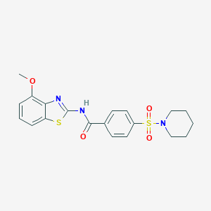 molecular formula C20H21N3O4S2 B420846 N-(4-méthoxy-1,3-benzothiazol-2-yl)-4-(1-pipéridinylsulfonyl)benzamide CAS No. 306289-81-6