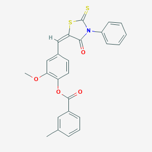 molecular formula C25H19NO4S2 B420849 2-methoxy-4-[(E)-(4-oxo-3-phenyl-2-thioxo-1,3-thiazolidin-5-ylidene)methyl]phenyl 3-methylbenzoate CAS No. 5666-94-4