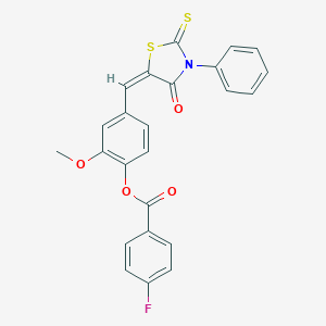 2-Methoxy-4-[(4-oxo-3-phenyl-2-thioxo-1,3-thiazolidin-5-ylidene)methyl]phenyl 4-fluorobenzoate