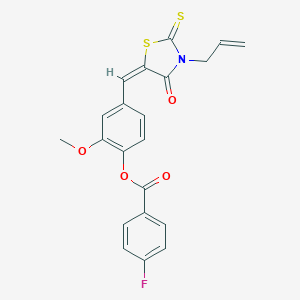 molecular formula C21H16FNO4S2 B420851 4-[(3-Allyl-4-oxo-2-thioxo-1,3-thiazolidin-5-ylidene)methyl]-2-methoxyphenyl 4-fluorobenzoate 