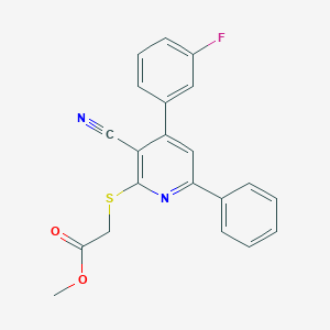 Methyl {[3-cyano-4-(3-fluorophenyl)-6-phenyl-2-pyridinyl]sulfanyl}acetate