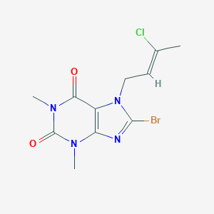 molecular formula C11H12BrClN4O2 B420863 8-bromo-7-(3-chloro-2-butenyl)-1,3-dimethyl-3,7-dihydro-1H-purine-2,6-dione 