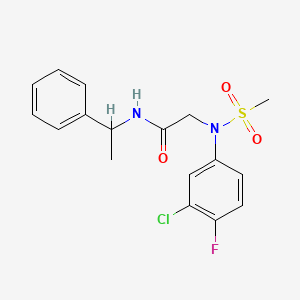 molecular formula C17H18ClFN2O3S B4208641 2-(3-chloro-4-fluoro-N-methylsulfonylanilino)-N-(1-phenylethyl)acetamide 