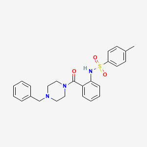 molecular formula C25H27N3O3S B4208651 N-{2-[(4-benzyl-1-piperazinyl)carbonyl]phenyl}-4-methylbenzenesulfonamide 