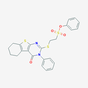 molecular formula C24H22N2O4S3 B420867 Phenyl 2-[(4-oxo-3-phenyl-5,6,7,8-tetrahydro-[1]benzothiolo[2,3-d]pyrimidin-2-yl)sulfanyl]ethanesulfonate 