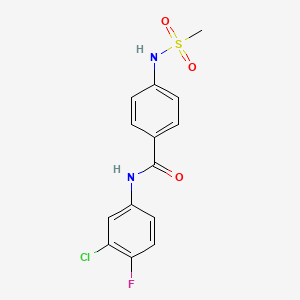 molecular formula C14H12ClFN2O3S B4208691 N-(3-chloro-4-fluorophenyl)-4-[(methylsulfonyl)amino]benzamide 