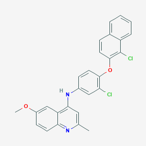 molecular formula C27H20Cl2N2O2 B420870 N-[3-chloro-4-(1-chloronaphthalen-2-yl)oxyphenyl]-6-methoxy-2-methylquinolin-4-amine CAS No. 313550-52-6
