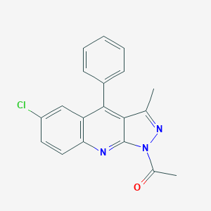 molecular formula C19H14ClN3O B420872 1-(6-Chloro-3-methyl-4-phenylpyrazolo[3,4-b]quinolin-1-yl)ethanone 