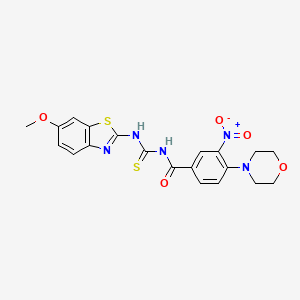 N-[(6-methoxy-1,3-benzothiazol-2-yl)carbamothioyl]-4-(morpholin-4-yl)-3-nitrobenzamide