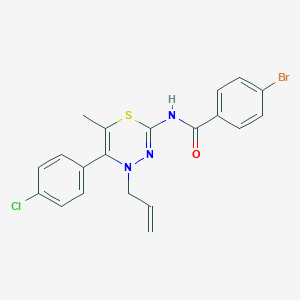 molecular formula C20H17BrClN3OS B420875 N-[4-allyl-5-(4-chlorophenyl)-6-methyl-4H-1,3,4-thiadiazin-2-yl]-4-bromobenzamide 