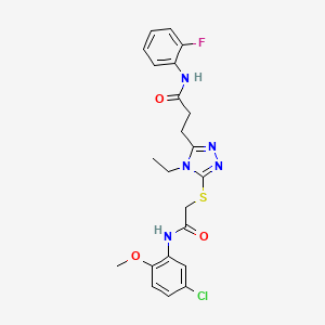 3-[5-({2-[(5-chloro-2-methoxyphenyl)amino]-2-oxoethyl}sulfanyl)-4-ethyl-4H-1,2,4-triazol-3-yl]-N-(2-fluorophenyl)propanamide