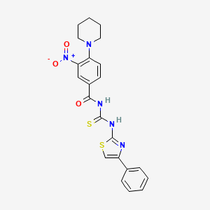 3-nitro-N-{[(4-phenyl-1,3-thiazol-2-yl)amino]carbonothioyl}-4-(1-piperidinyl)benzamide