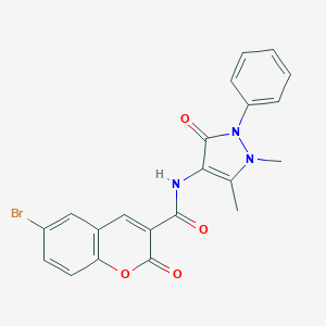 molecular formula C21H16BrN3O4 B420878 6-bromo-N-(1,5-dimethyl-3-oxo-2-phenyl-2,3-dihydro-1H-pyrazol-4-yl)-2-oxo-2H-chromene-3-carboxamide 