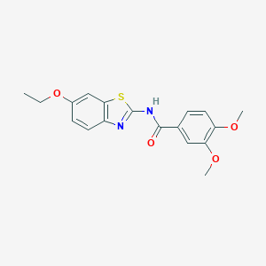 molecular formula C18H18N2O4S B420879 N-(6-ethoxy-1,3-benzothiazol-2-yl)-3,4-dimethoxybenzamide CAS No. 309293-37-6