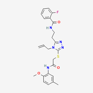 2-fluoro-N-[2-[5-[2-(2-methoxy-5-methylanilino)-2-oxoethyl]sulfanyl-4-prop-2-enyl-1,2,4-triazol-3-yl]ethyl]benzamide