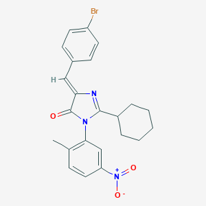 molecular formula C23H22BrN3O3 B420881 5-(4-bromobenzylidene)-2-cyclohexyl-3-{5-nitro-2-methylphenyl}-3,5-dihydro-4H-imidazol-4-one 