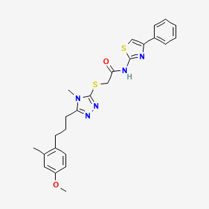 2-({5-[3-(4-methoxy-2-methylphenyl)propyl]-4-methyl-4H-1,2,4-triazol-3-yl}sulfanyl)-N-(4-phenyl-1,3-thiazol-2-yl)acetamide